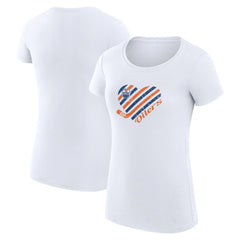 Edmonton Oilers G-III 4Her by Carl Banks Women's Super-Slim Fit Lightweight Heart T-Shirt - White T-shirts