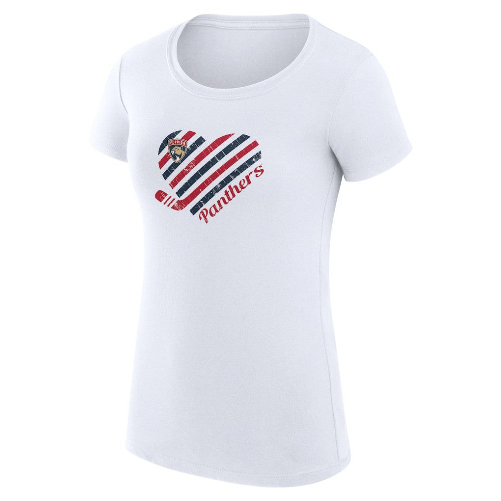 Florida Panthers G-III 4Her by Carl Banks Women's Super-Slim Fit Lightweight Heart T-Shirt - White T-shirts