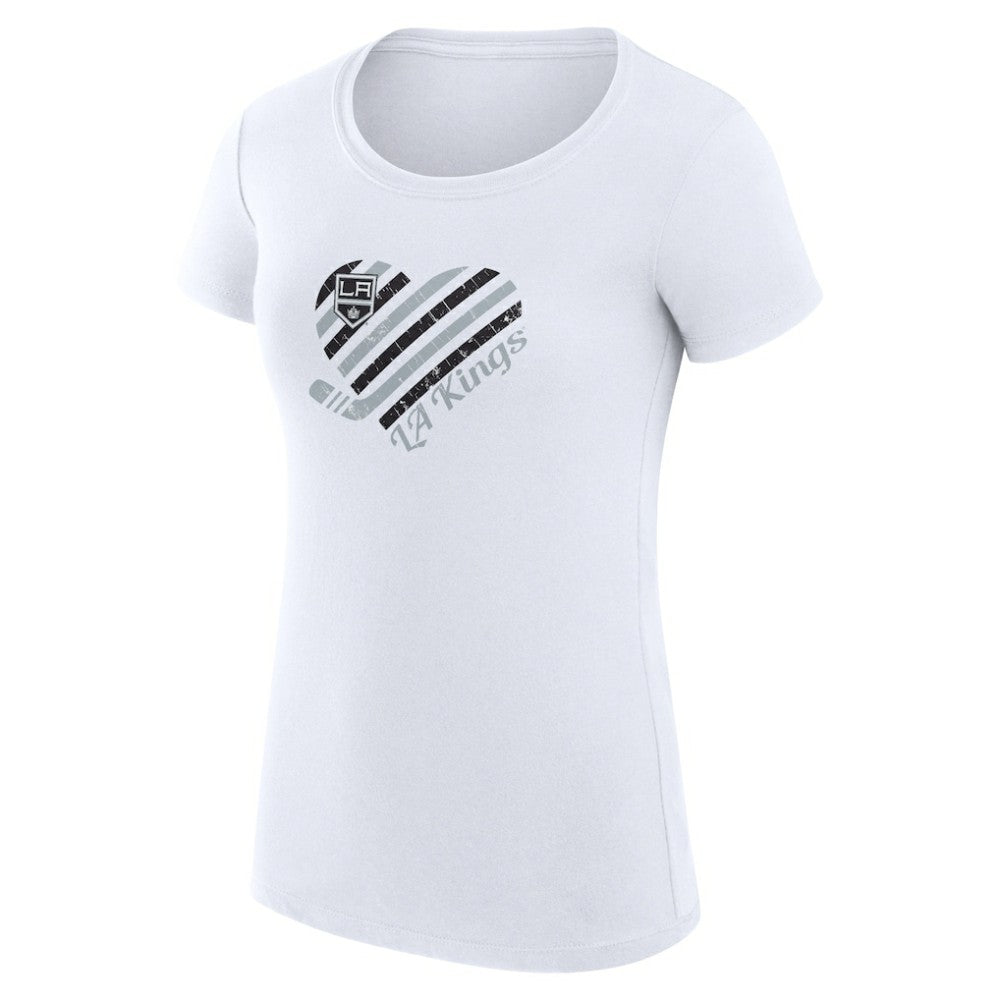 Los Angeles Kings G-III 4Her by Carl Banks Women's Super-Slim Fit Lightweight Heart T-Shirt - White T-shirts