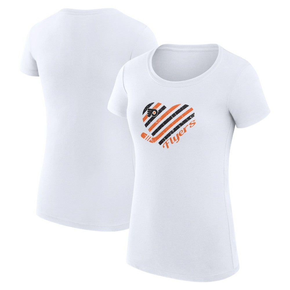 Philadelphia Flyers G-III 4Her by Carl Banks Women's Super-Slim Fit Lightweight Heart T-Shirt - White T-shirts