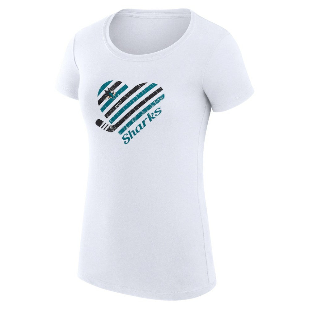 San Jose Sharks G-III 4Her by Carl Banks Women's Super-Slim Fit Lightweight Heart T-Shirt - White T-shirts