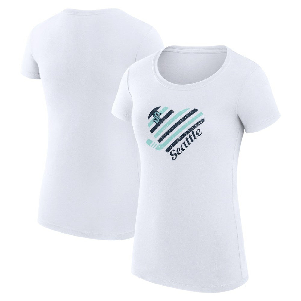 Seattle Kraken G-III 4Her by Carl Banks Women's Super-Slim Fit Lightweight Heart T-Shirt - White T-shirts