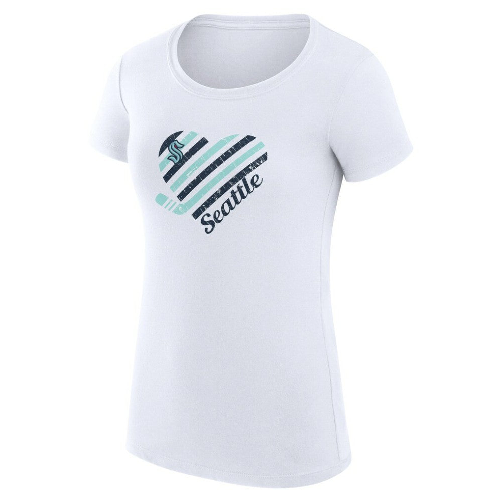 Seattle Kraken G-III 4Her by Carl Banks Women's Super-Slim Fit Lightweight Heart T-Shirt - White T-shirts