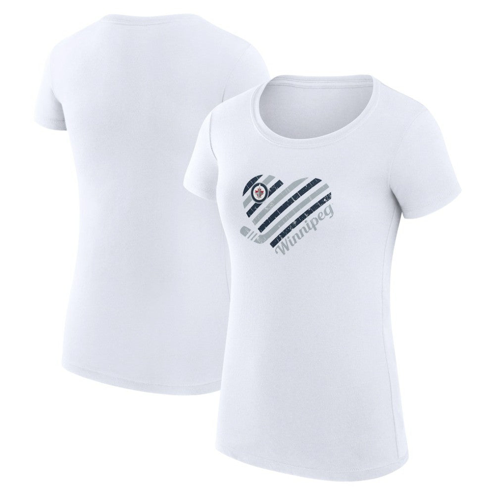Winnipeg Jets G-III 4Her by Carl Banks Women's Super-Slim Fit Lightweight Heart T-Shirt - White T-shirts