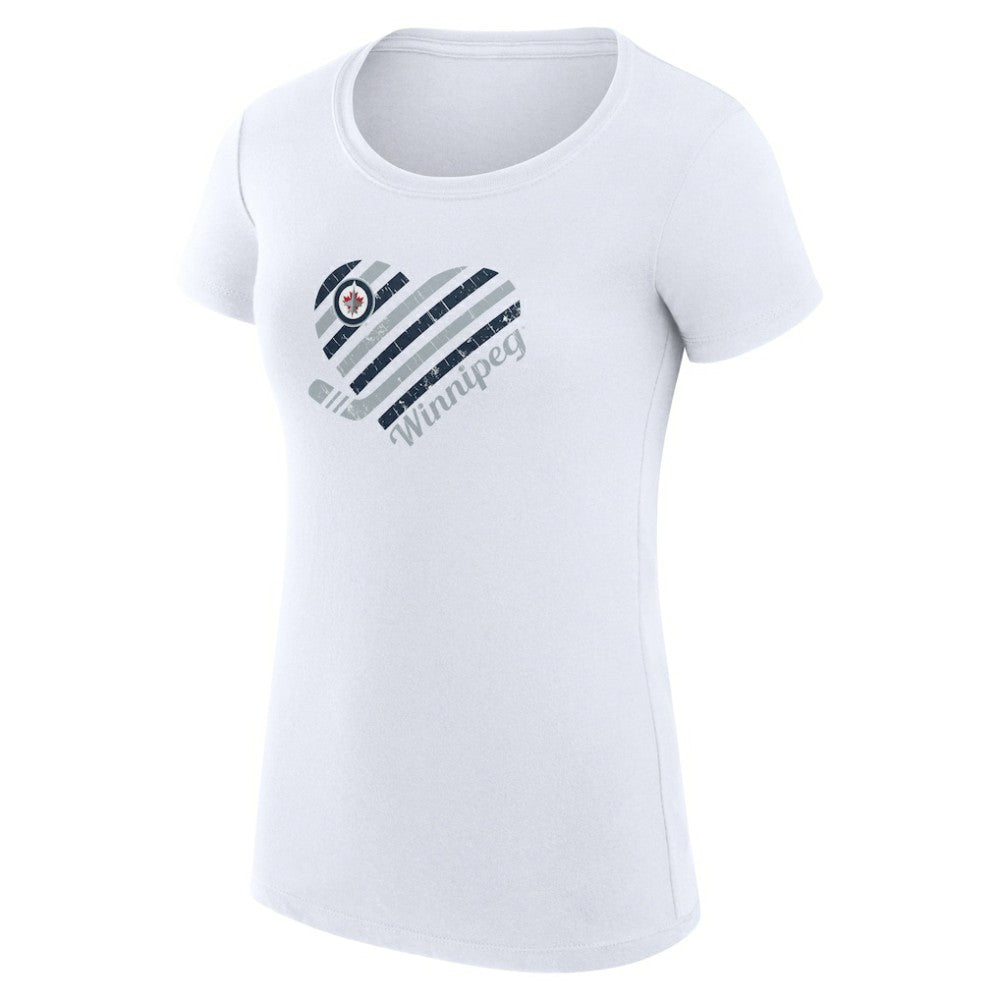 Winnipeg Jets G-III 4Her by Carl Banks Women's Super-Slim Fit Lightweight Heart T-Shirt - White T-shirts