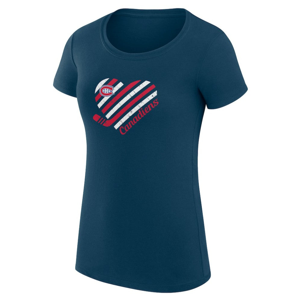 Montreal Canadiens G-III 4Her by Carl Banks Women's Super-Slim Fit Lightweight Heart T-Shirt - Navy T-shirts