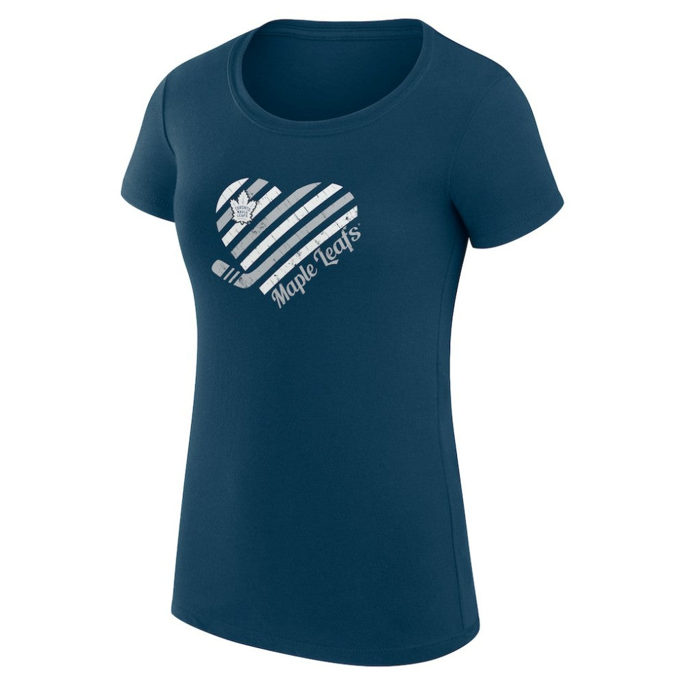 Toronto Maple Leafs G-III 4Her by Carl Banks Women's Super-Slim Fit Lightweight Heart T-Shirt - Navy T-shirts