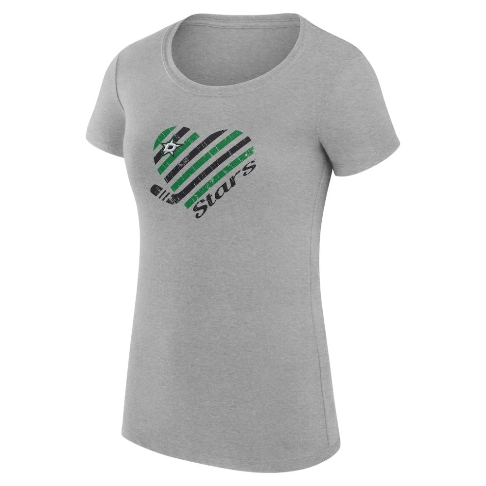 Dallas Stars G-III 4Her by Carl Banks Women's Super-Slim Fit Lightweight Heart T-Shirt - Heather Gray T-shirts