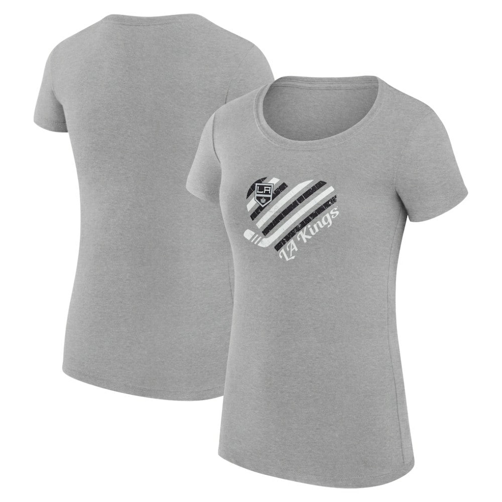 Los Angeles Kings G-III 4Her by Carl Banks Women's Super-Slim Fit Lightweight Heart T-Shirt - Heather Gray T-shirts