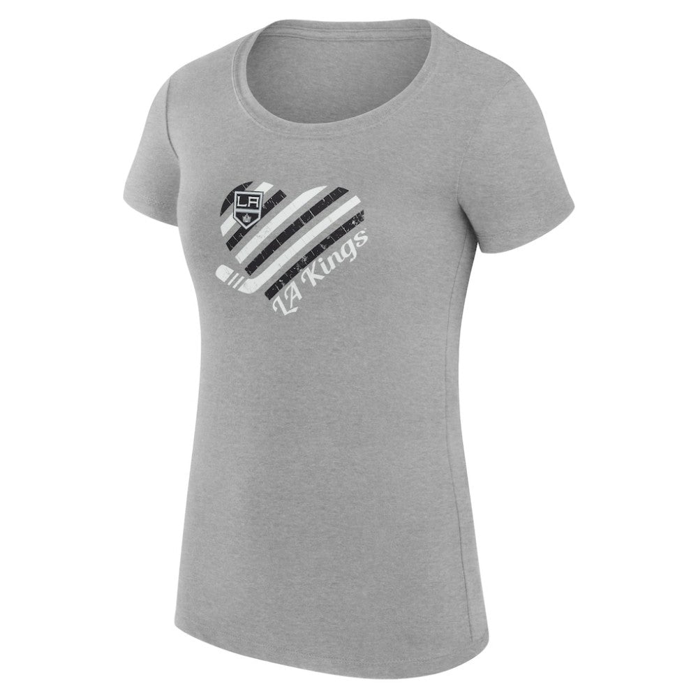 Los Angeles Kings G-III 4Her by Carl Banks Women's Super-Slim Fit Lightweight Heart T-Shirt - Heather Gray T-shirts