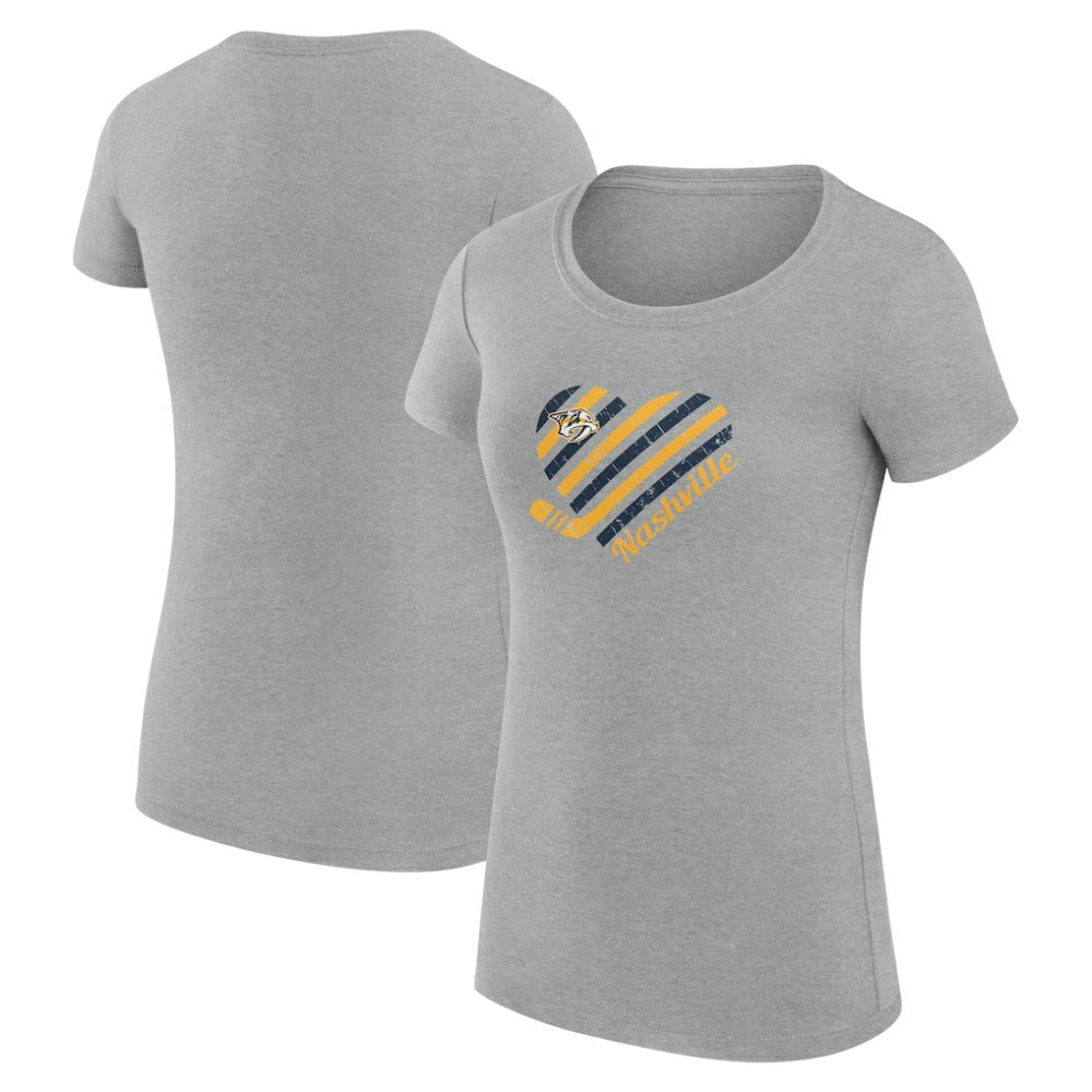 Nashville Predators G-III 4Her by Carl Banks Women's Super-Slim Fit Lightweight Heart T-Shirt - Heather Gray T-shirts