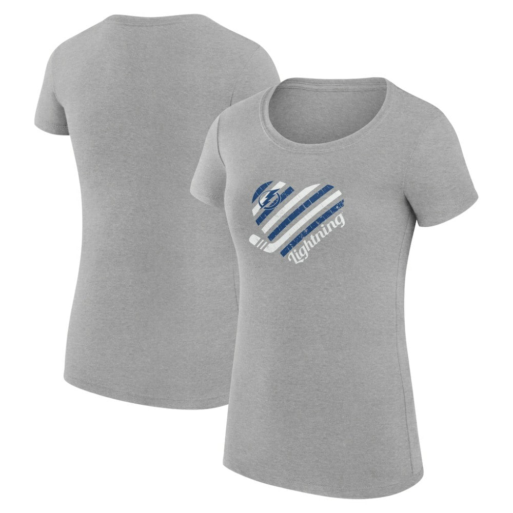 Tampa Bay Lightning G-III 4Her by Carl Banks Women's Super-Slim Fit Lightweight Heart T-Shirt - Heather Gray T-shirts