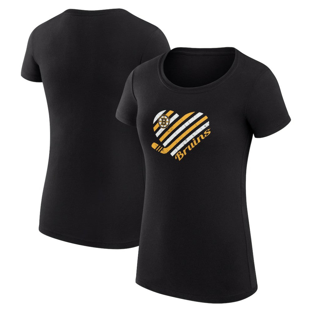 Boston Bruins G-III 4Her by Carl Banks Women's Super-Slim Fit Lightweight Heart T-Shirt - Black T-shirts