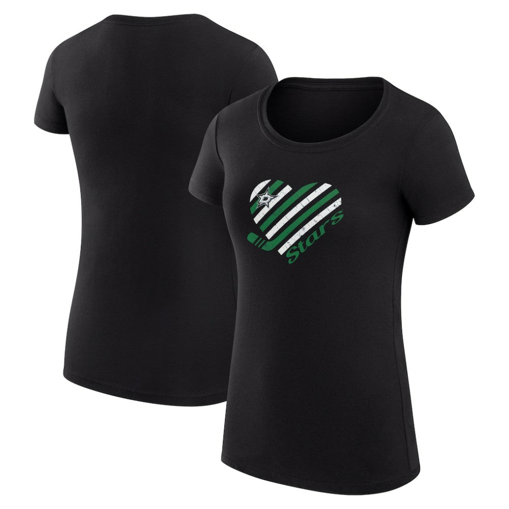 Dallas Stars G-III 4Her by Carl Banks Women's Super-Slim Fit Lightweight Heart T-Shirt - Black T-shirts