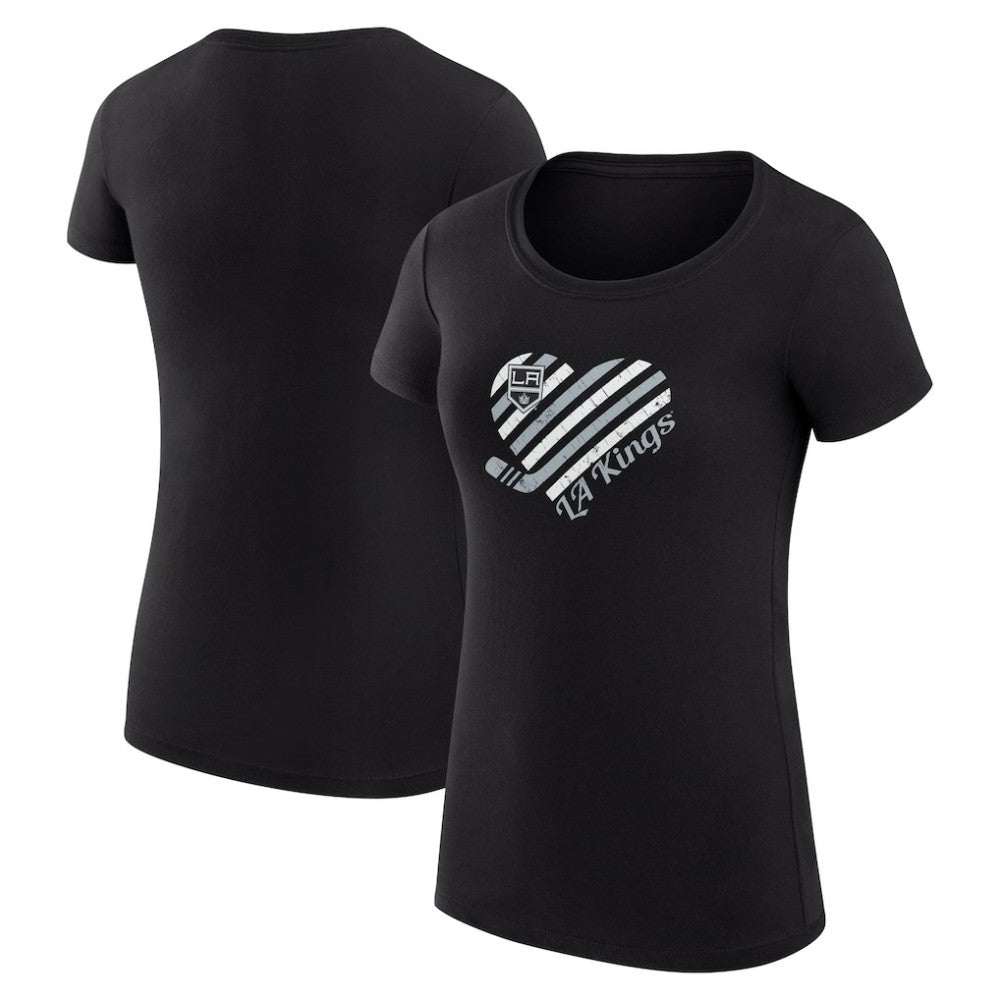 Los Angeles Kings G-III 4Her by Carl Banks Women's Super-Slim Fit Lightweight Heart T-Shirt - Black T-shirts