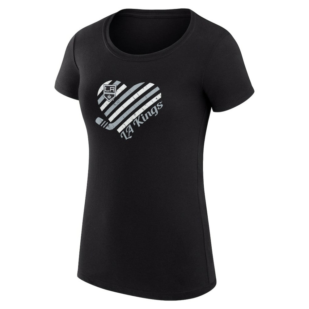 Los Angeles Kings G-III 4Her by Carl Banks Women's Super-Slim Fit Lightweight Heart T-Shirt - Black T-shirts