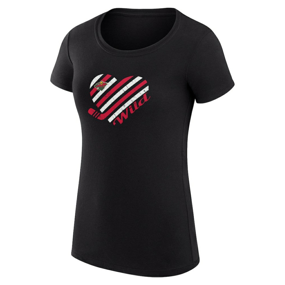 Minnesota Wild G-III 4Her by Carl Banks Women's Super-Slim Fit Lightweight Heart T-Shirt - Black T-shirts