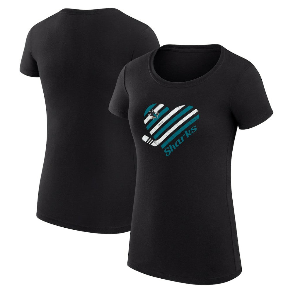 San Jose Sharks G-III 4Her by Carl Banks Women's Super-Slim Fit Lightweight Heart T-Shirt - Black T-shirts