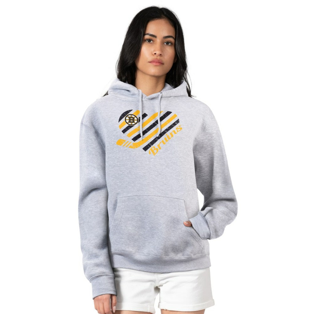Boston Bruins G-III 4Her by Carl Banks Women's Heart Pullover Hoodie - Heather Gray Hoodies