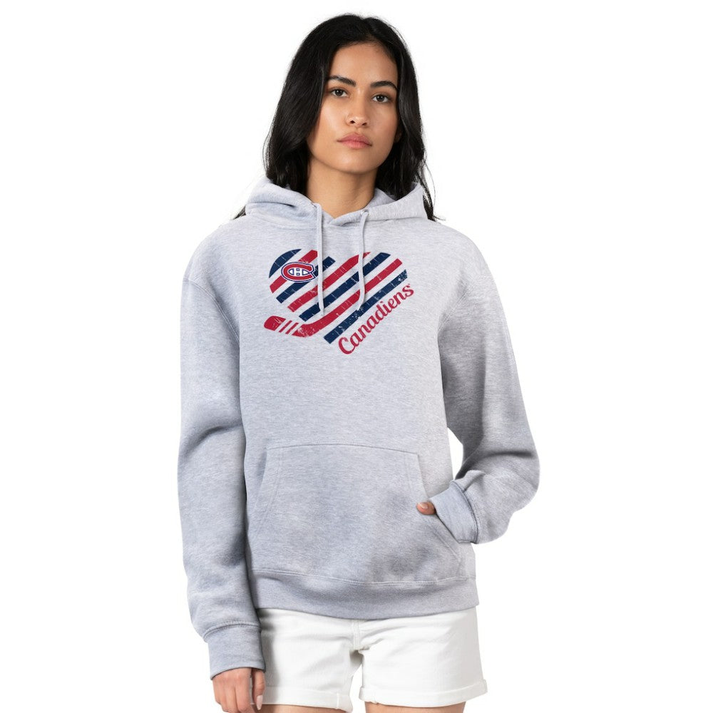 Montreal Canadiens G-III 4Her by Carl Banks Women's Heart Pullover Hoodie - Heather Gray Hoodies