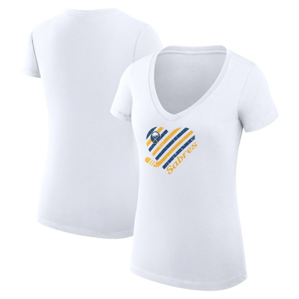 Buffalo Sabres G-III 4Her by Carl Banks Women's Super-Slim Fit Lightweight Heart V-Neck T-Shirt - White T-shirts