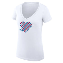 Colorado Avalanche G-III 4Her by Carl Banks Women's Super-Slim Fit Lightweight Heart V-Neck T-Shirt - White T-shirts