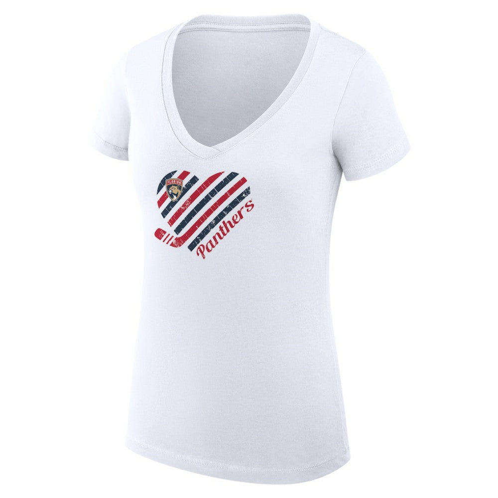 Florida Panthers G-III 4Her by Carl Banks Women's Super-Slim Fit Lightweight Heart V-Neck T-Shirt - White T-shirts