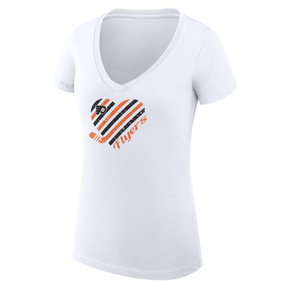 Philadelphia Flyers G-III 4Her by Carl Banks Women's Super-Slim Fit Lightweight Heart V-Neck T-Shirt - White T-shirts