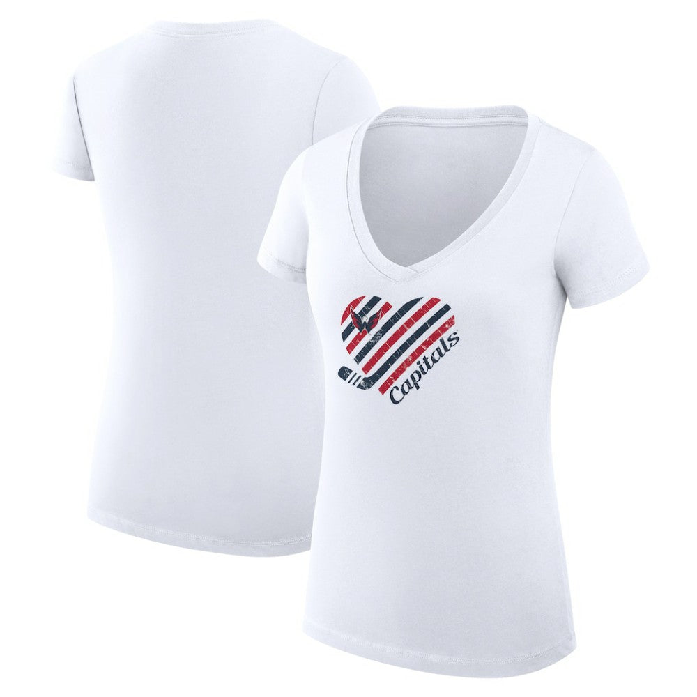 Washington Capitals G-III 4Her by Carl Banks Women's Super-Slim Fit Lightweight Heart V-Neck T-Shirt - White T-shirts
