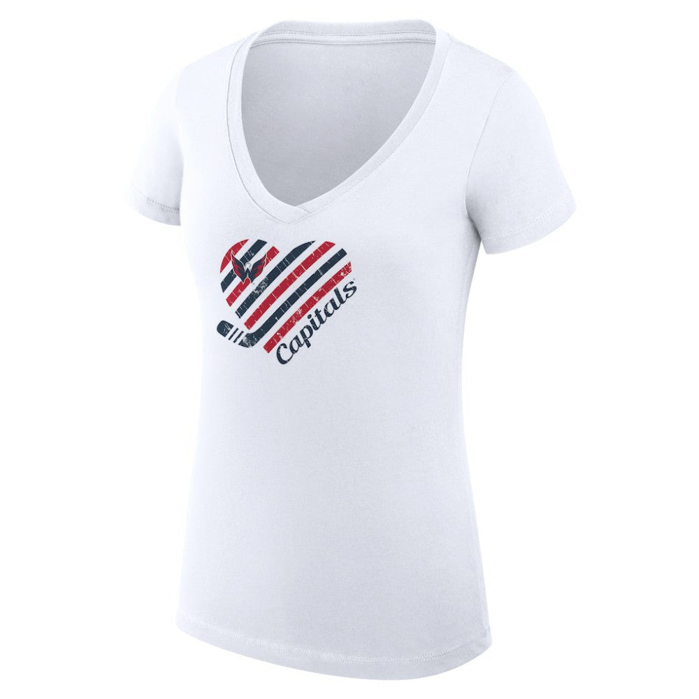 Washington Capitals G-III 4Her by Carl Banks Women's Super-Slim Fit Lightweight Heart V-Neck T-Shirt - White T-shirts