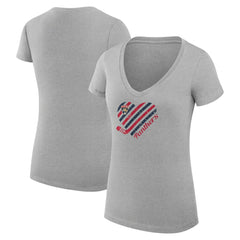 Florida Panthers G-III 4Her by Carl Banks Women's Super-Slim Fit Lightweight Heart V-Neck T-Shirt - Heather Gray T-shirts
