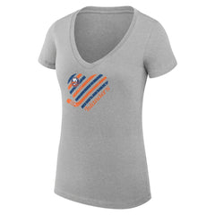New York Islanders G-III 4Her by Carl Banks Women's Super-Slim Fit Lightweight Heart V-Neck T-Shirt - Heather Gray T-shirts