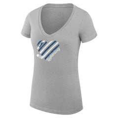 Tampa Bay Lightning G-III 4Her by Carl Banks Women's Super-Slim Fit Lightweight Heart V-Neck T-Shirt - Heather Gray T-shirts