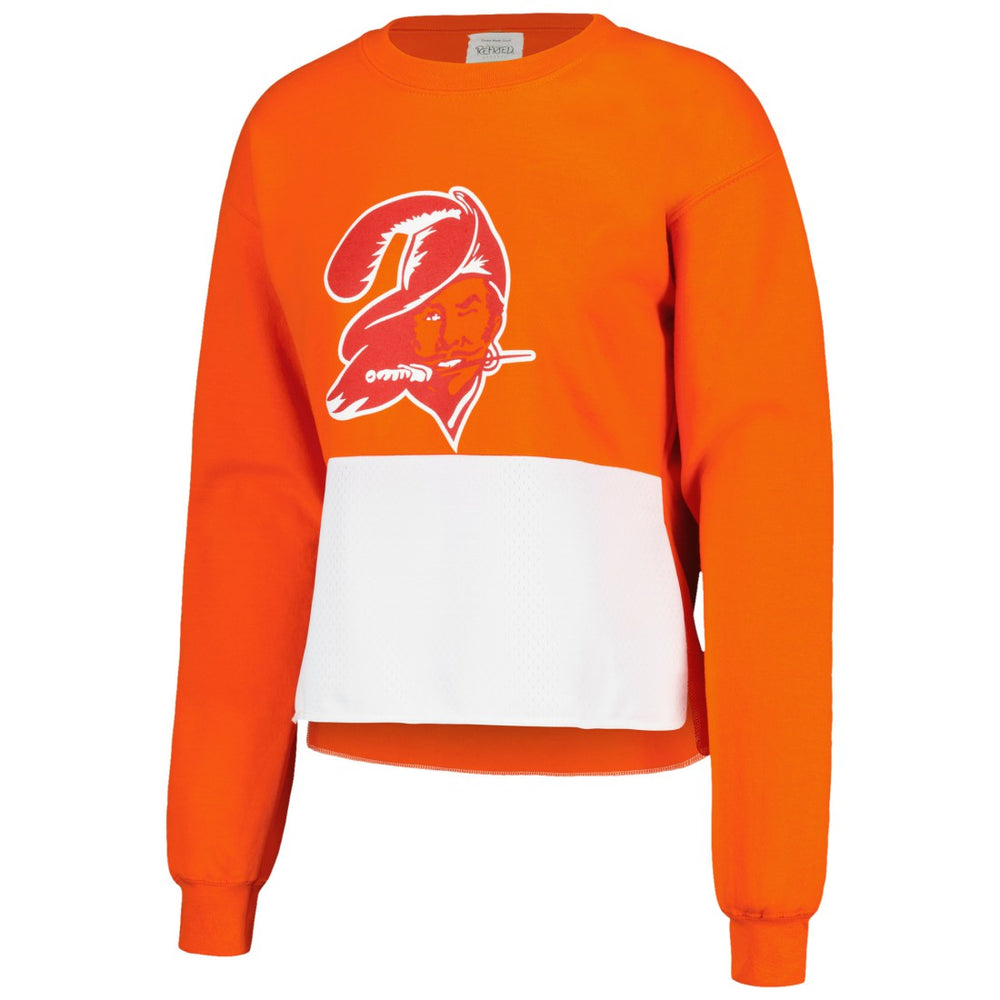 Tampa Bay Buccaneers Refried Apparel Women's Retro Cropped Tri-Blend Pullover Sweatshirt - Orange cheap