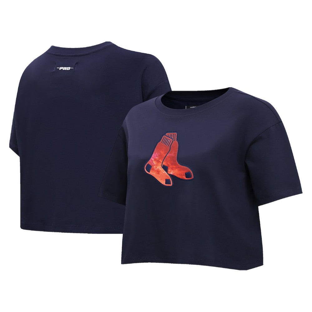 Boston Red Sox Pro Standard Women's Painted Sky Boxy Cropped T-Shirt Navy