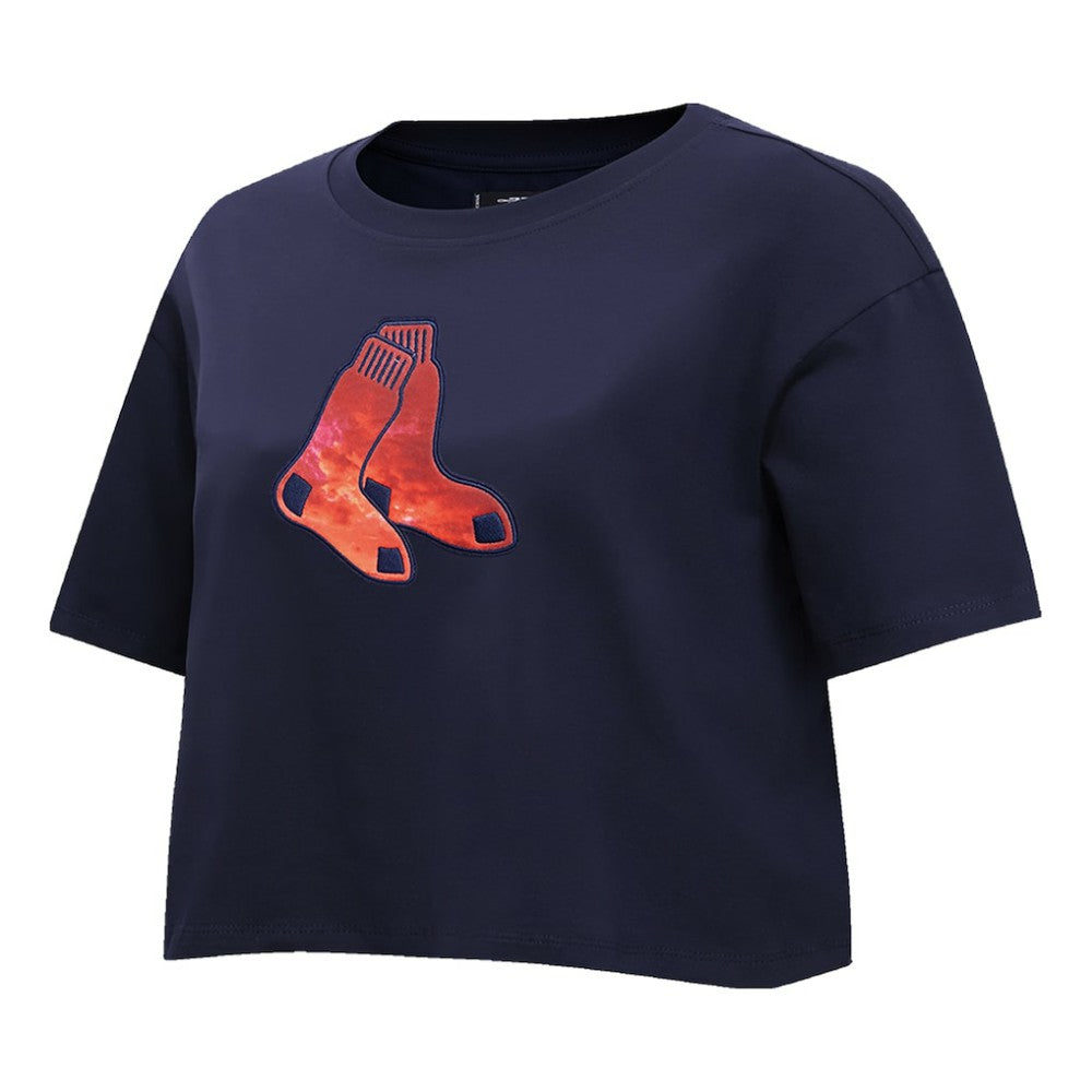 Boston Red Sox Pro Standard Women's Painted Sky Boxy Cropped T-Shirt Navy