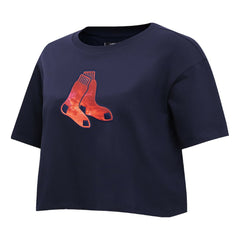 Boston Red Sox Pro Standard Women's Painted Sky Boxy Cropped T-Shirt Navy