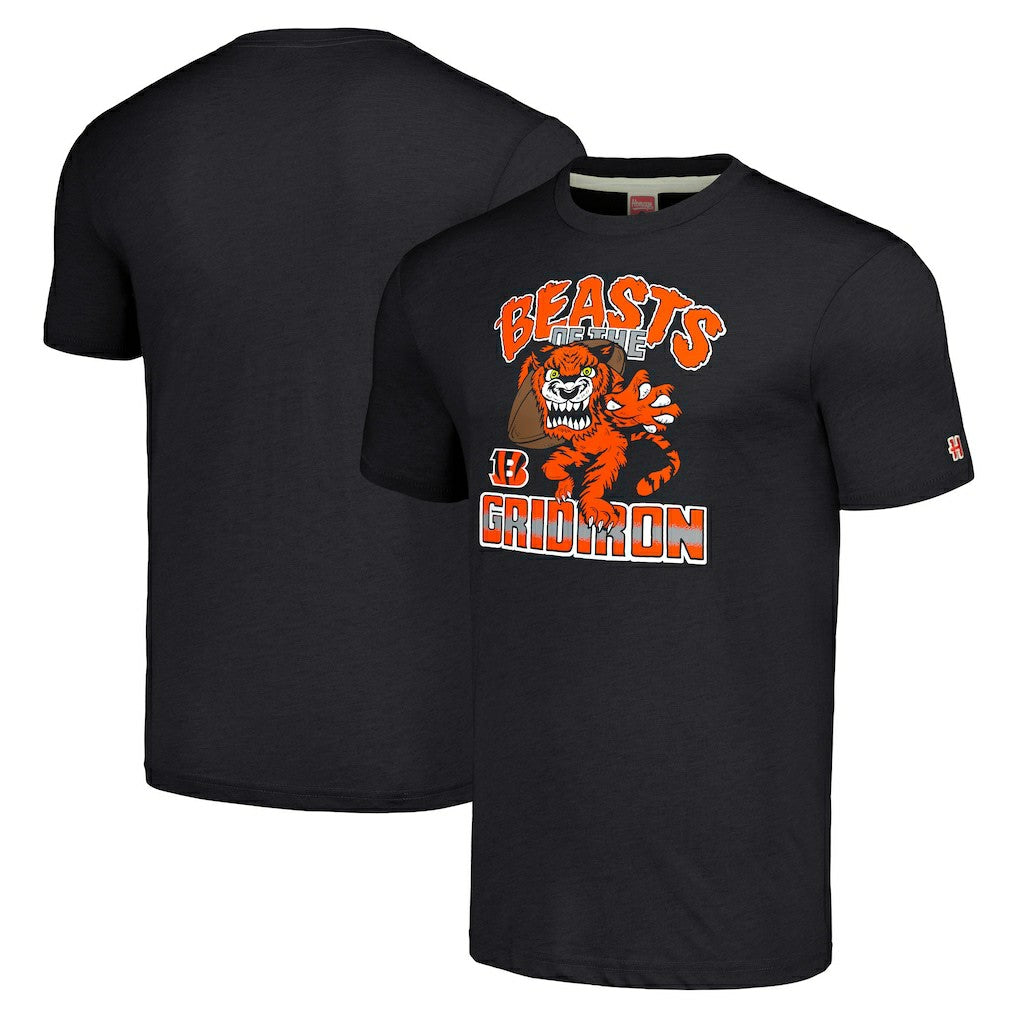 Cincinnati Bengals Homage Unisex Monsters of the Gridiron Halloween Tri-Blend T-Shirt - Charcoal on sale
