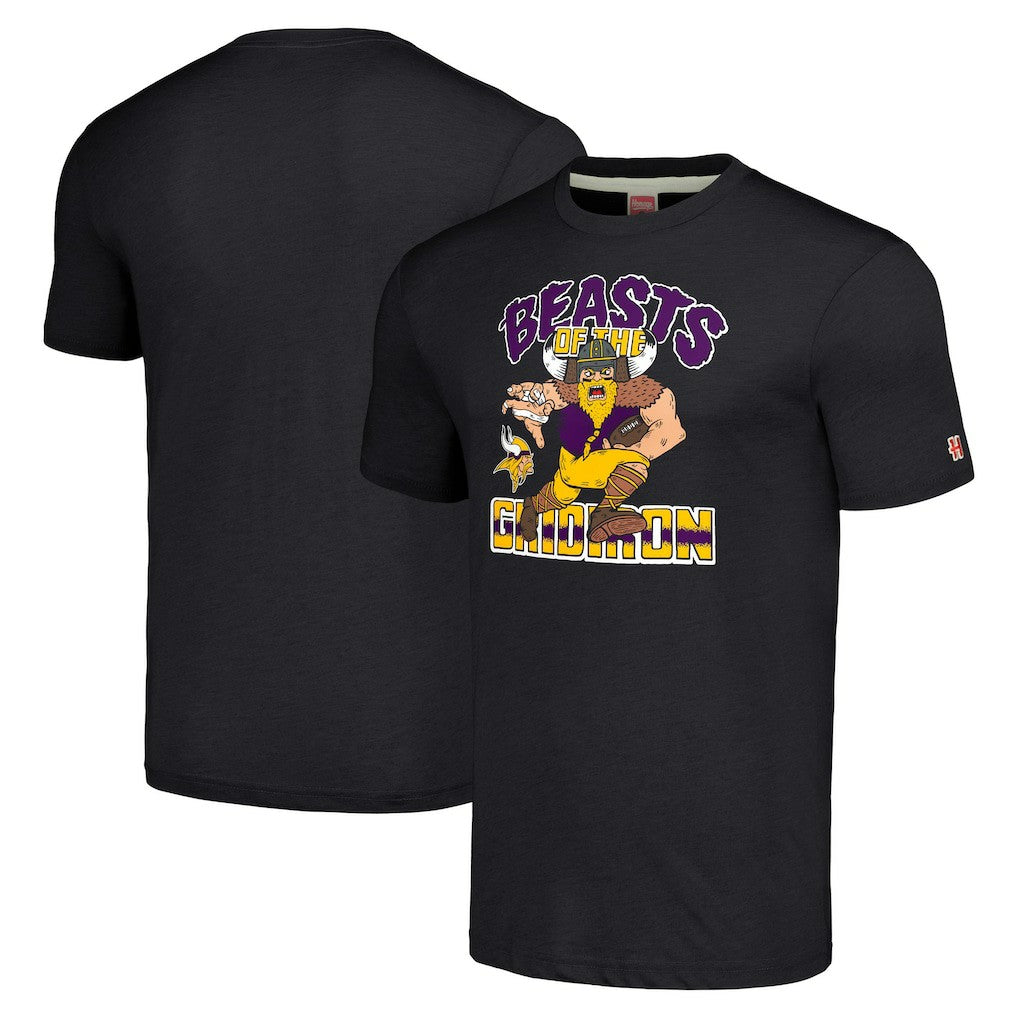 Minnesota Vikings Homage Unisex Monsters of the Gridiron Halloween Tri-Blend T-Shirt - Charcoal discount
