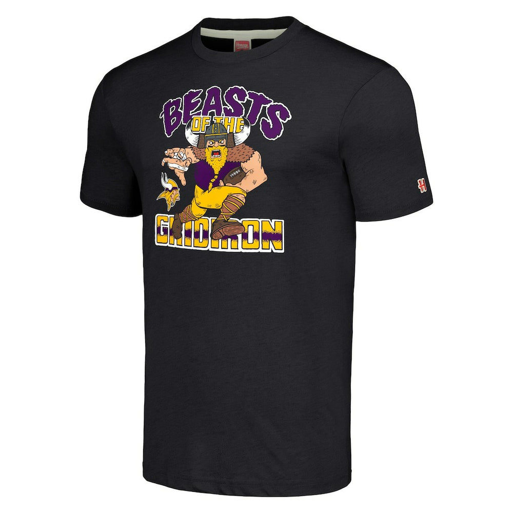 Minnesota Vikings Homage Unisex Monsters of the Gridiron Halloween Tri-Blend T-Shirt - Charcoal discount