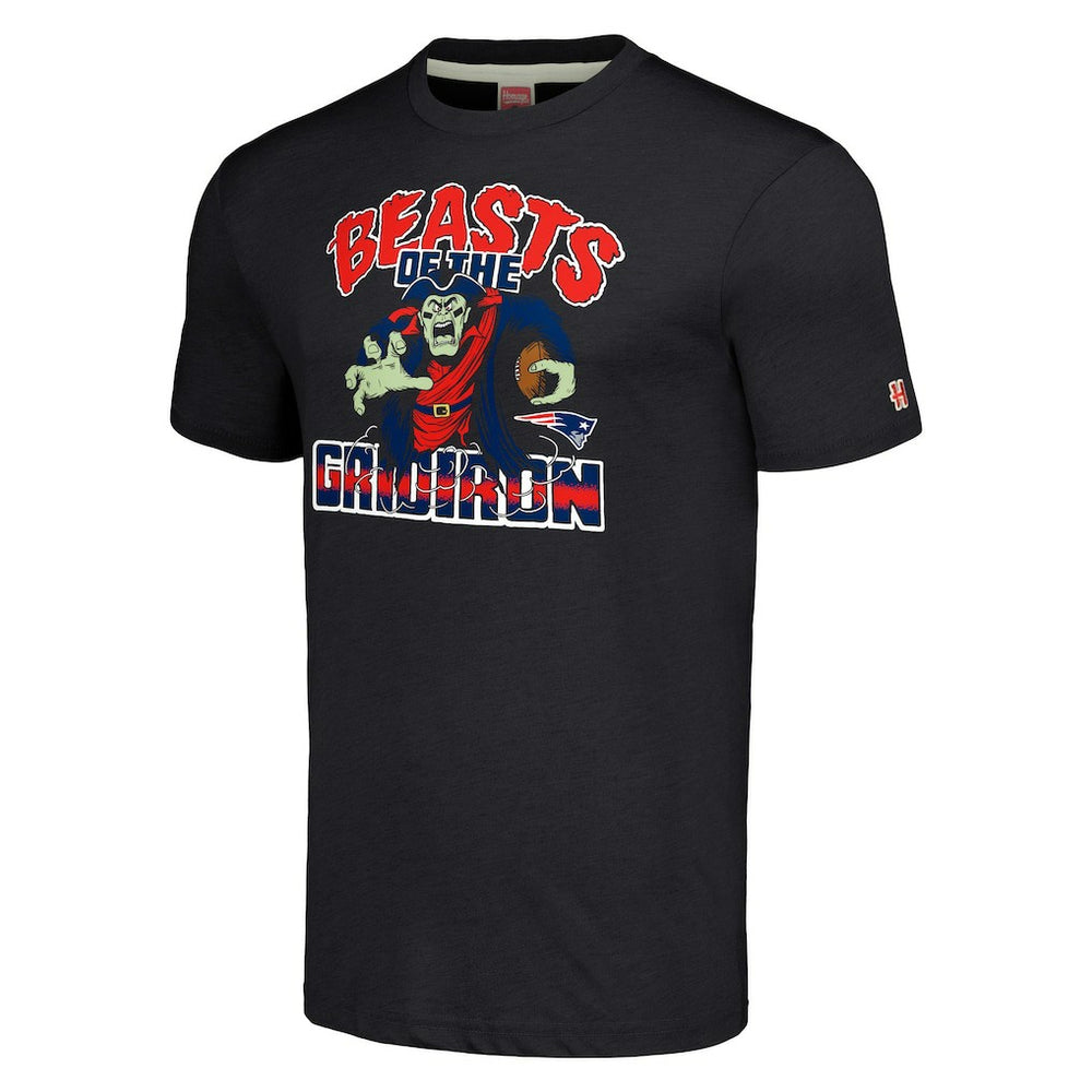 New England Patriots Homage Unisex Monsters of the Gridiron Halloween Tri-Blend T-Shirt - Charcoal on sale