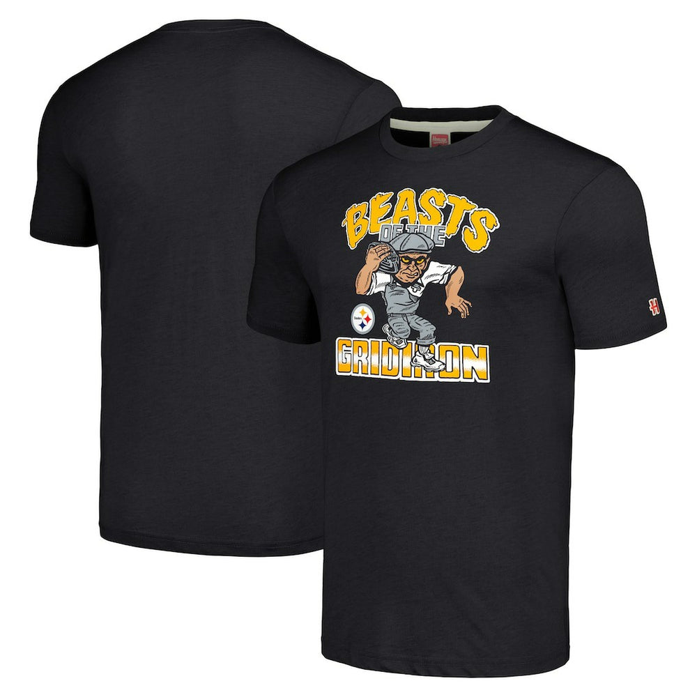 Pittsburgh Steelers Homage Unisex Monsters of the Gridiron Halloween Tri-Blend T-Shirt - Charcoal cheap