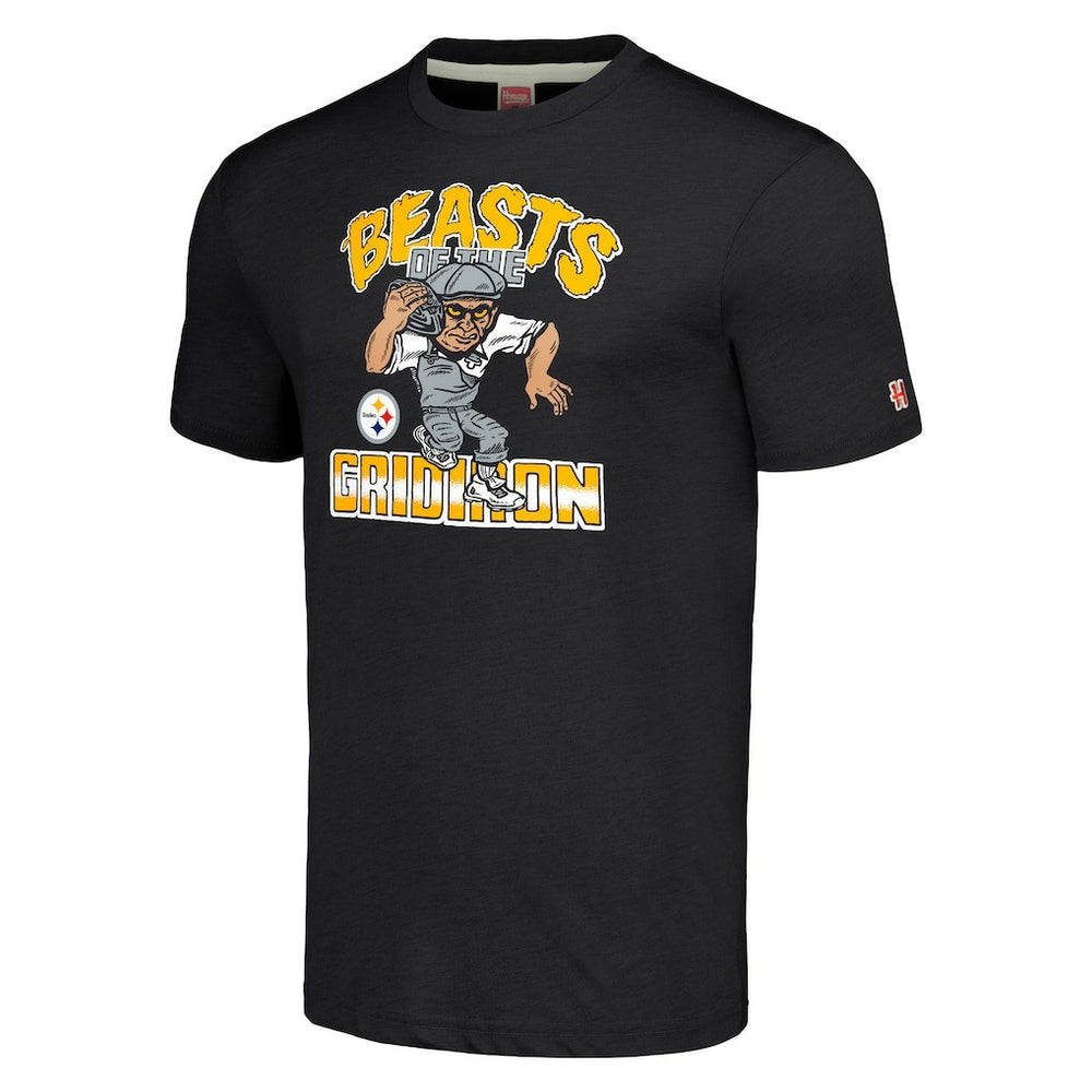 Pittsburgh Steelers Homage Unisex Monsters of the Gridiron Halloween Tri-Blend T-Shirt - Charcoal cheap