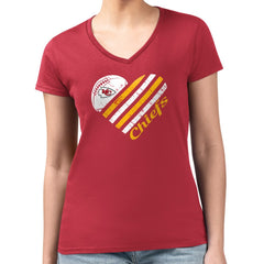 Kansas City Chiefs G-III 4Her by Carl Banks Women's Super-Slim Fit Lightweight Heart Graphic V-Neck T-Shirt - Red on sale