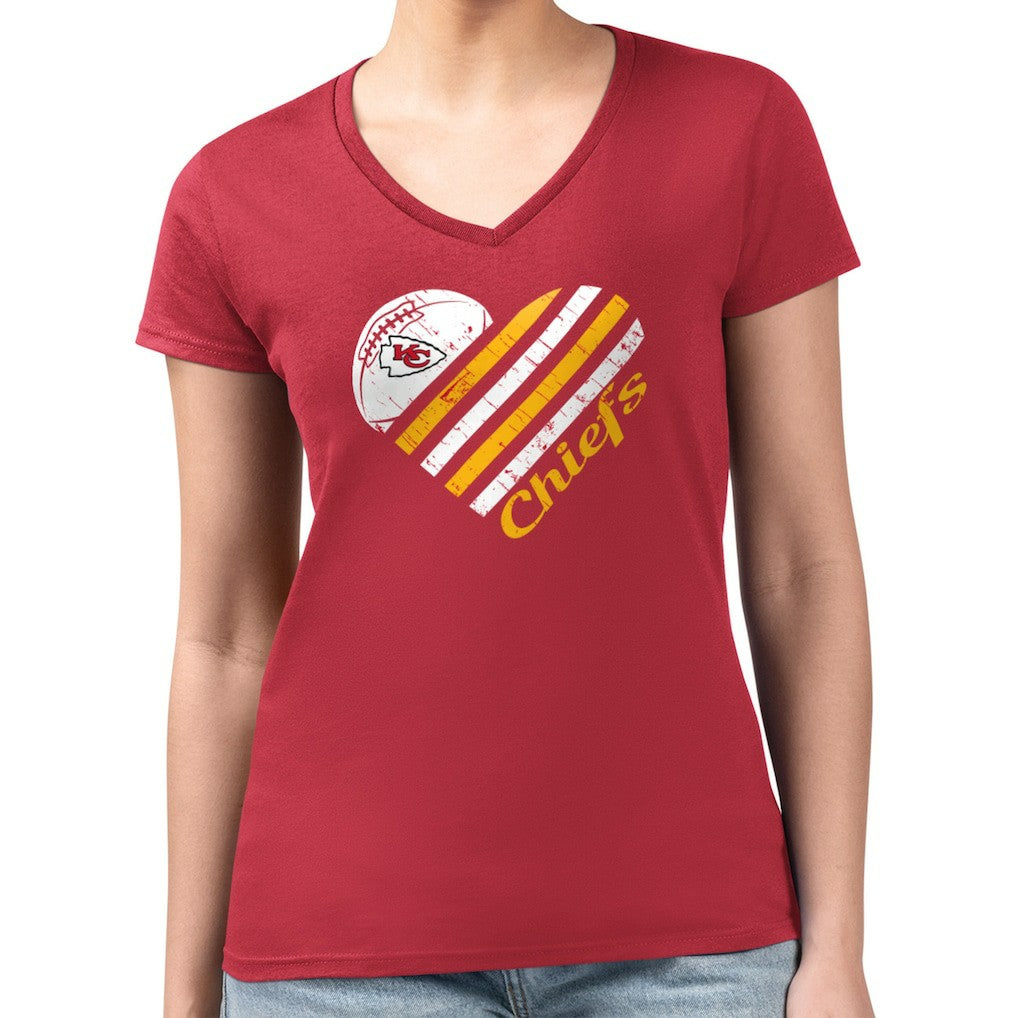 Kansas City Chiefs G-III 4Her by Carl Banks Women's Super-Slim Fit Lightweight Heart Graphic V-Neck T-Shirt - Red on sale