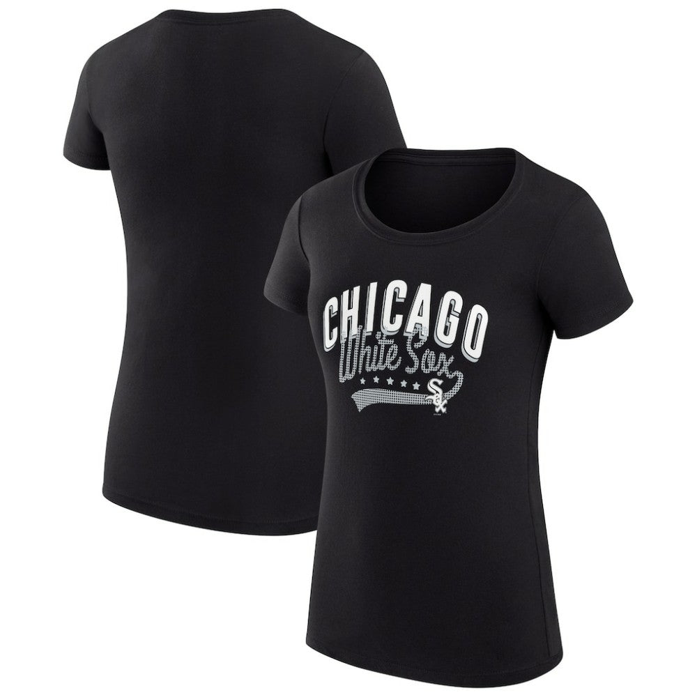 Chicago White Sox G-III 4Her by Carl Banks Women's Super-Slim Fit Lightweight Filigree Team T-Shirt Black