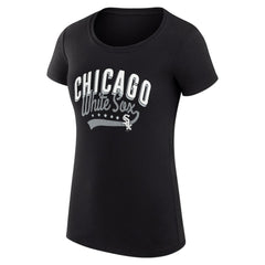 Chicago White Sox G-III 4Her by Carl Banks Women's Super-Slim Fit Lightweight Filigree Team T-Shirt Black