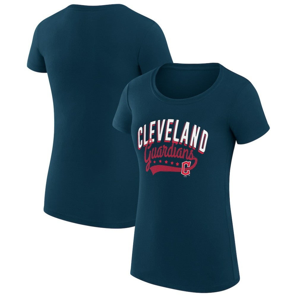 Cleveland Guardians G-III 4Her by Carl Banks Women's Super-Slim Fit Lightweight Filigree Team T-Shirt Navy