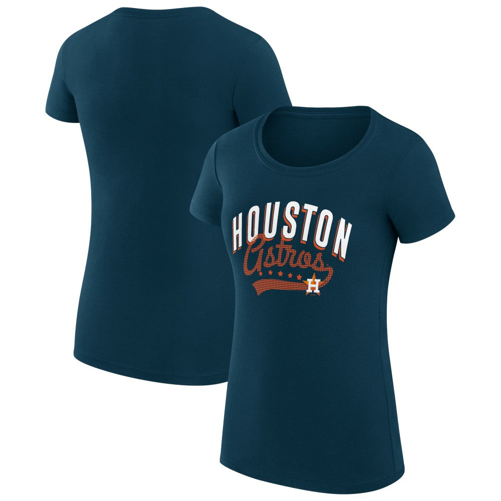 Houston Astros G-III 4Her by Carl Banks Women's Super-Slim Fit Lightweight Filigree Team T-Shirt Navy