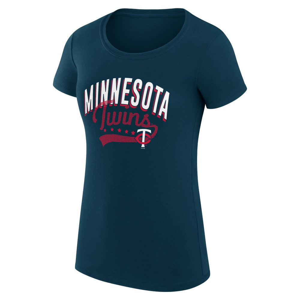 Minnesota Twins G-III 4Her by Carl Banks Women's Super-Slim Fit Lightweight Filigree Team T-Shirt Navy